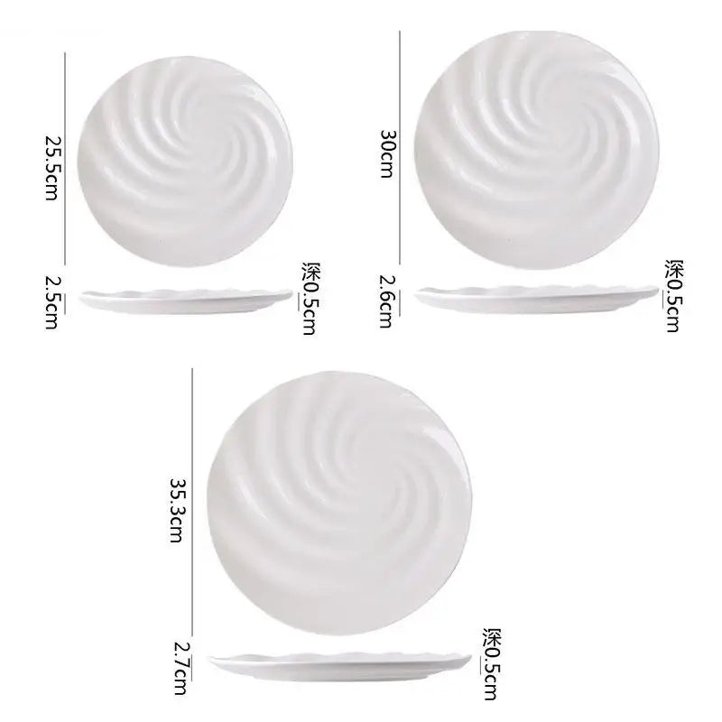 Assiette plate céramique motif filet cuisine design