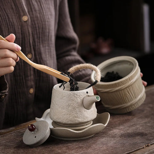 Théière céramique style kung fu japonais rétro artisanale