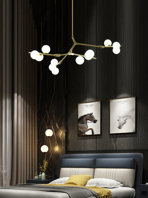 lustre moderne led créatif branche d'arbre moléculaire décorative