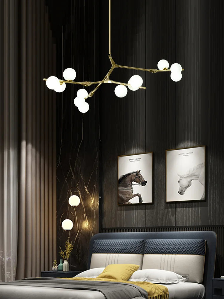 lustre moderne led créatif branche d'arbre moléculaire décorative - vue 5 sur 12
