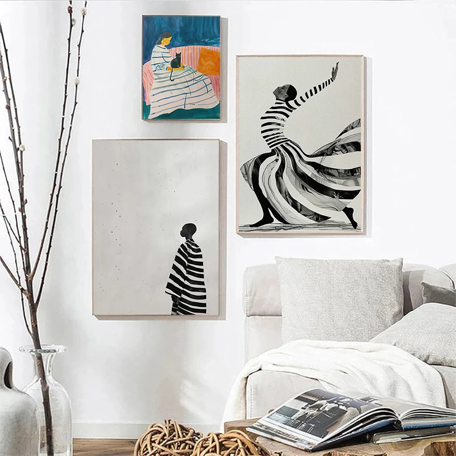 femme chat abstrait art mural pour décoration moderne - vue 5 sur 7