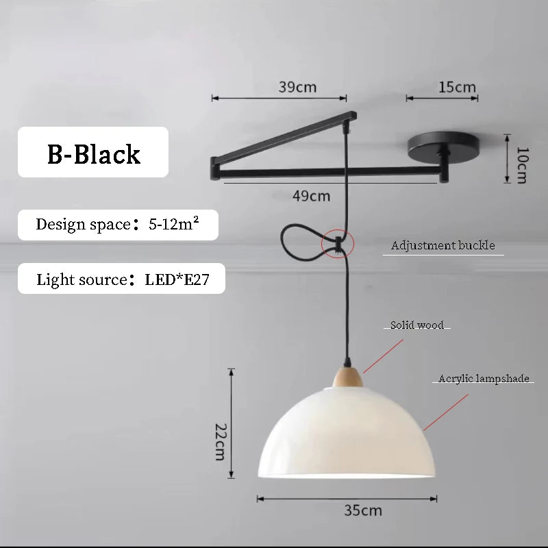 Lustres à bascule de Table à manger modernes LED peuvent être déplacés lampes à long poteau nordique Simple télescopique pliant lustre à bras Long - vue 10 sur 22