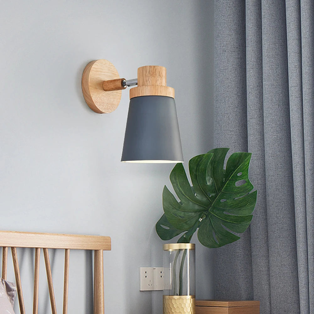 Modern minimalist nordic solid wood wall light - vue 3 sur 11