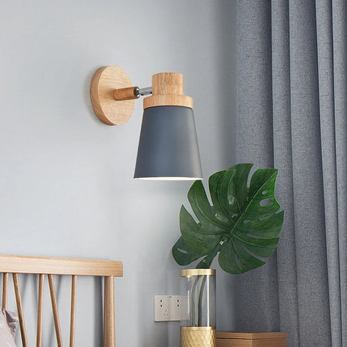 Modern minimalist nordic solid wood wall light - vue 4 sur 11