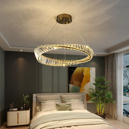 suspension moderne en aluminium et cristal led
