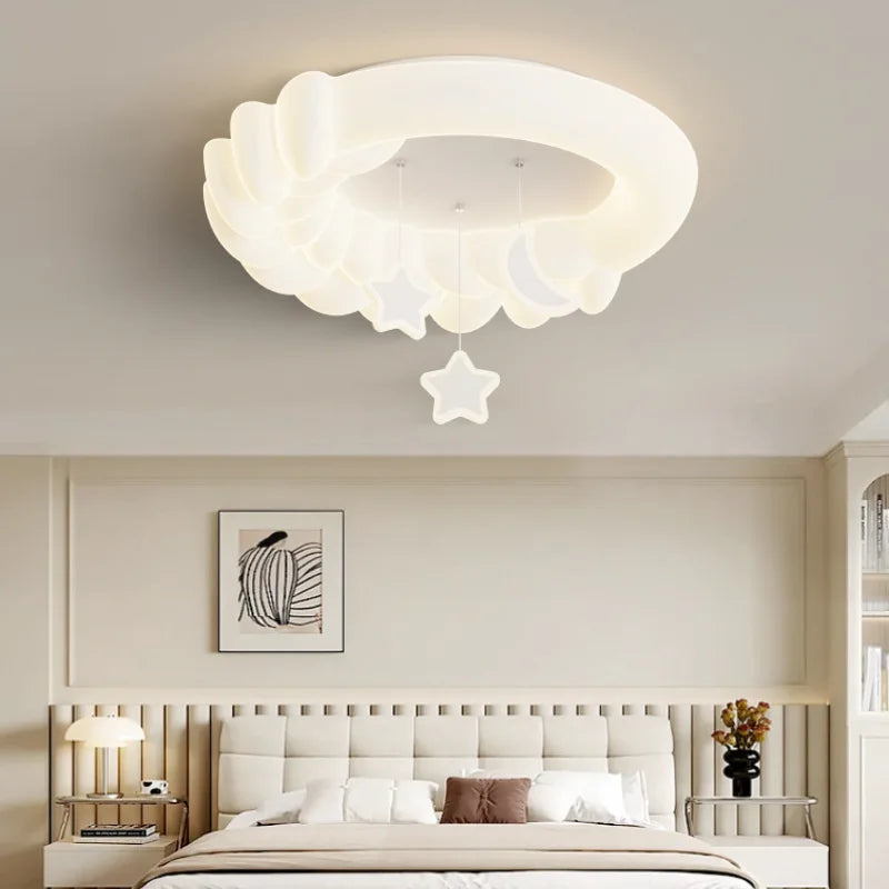 lustre suspendu en forme d'étoile lune et nuage pour enfants - vue 3 sur 8