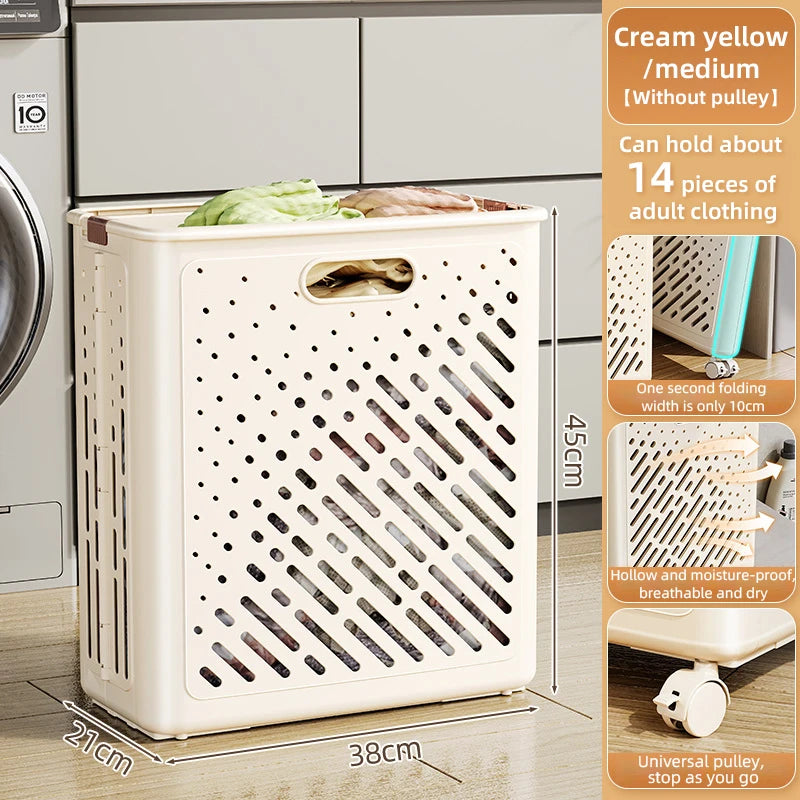 panier à linge pliable avec roulettes grande capacité multifonctionnel - vue 12 sur 14
