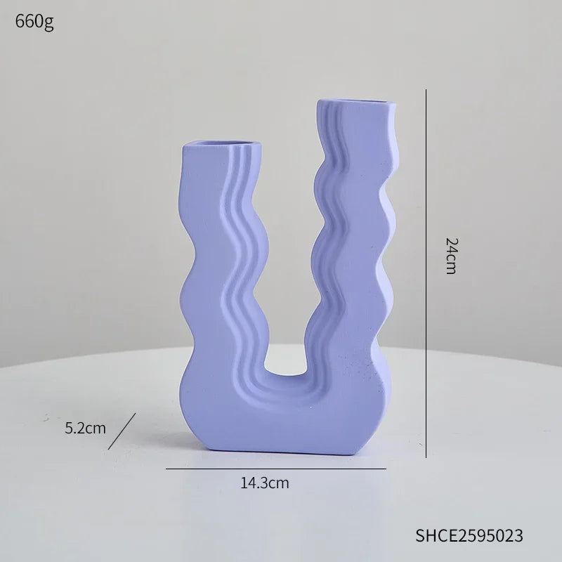 vase en céramique décoratif style morandi pour fleurs - vue 9 sur 11