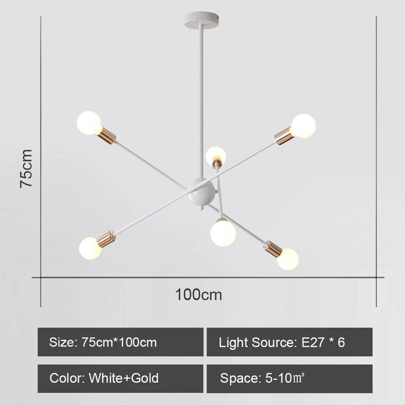 lustre moderne nordique sputnik avec éclairage led intérieur