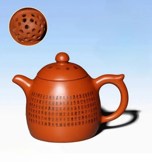 Théière zisha yixing sculptée main motif cœur louche