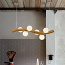 suspension luminaire en bois massif et verre simple