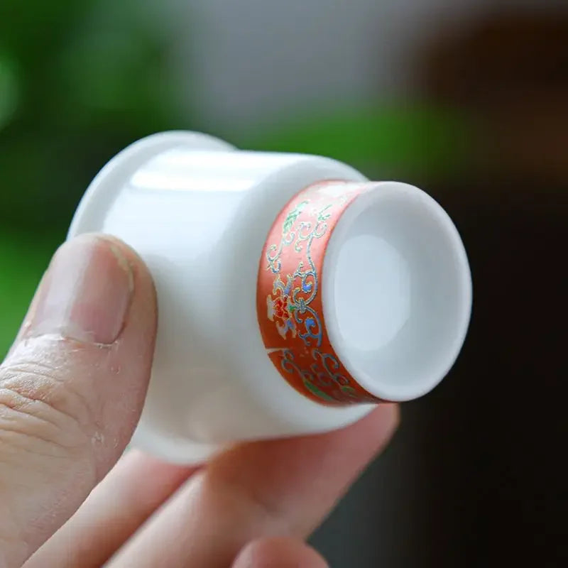 Service thé kung fu porcelaine jade 6 tasses - vue 5 sur 7