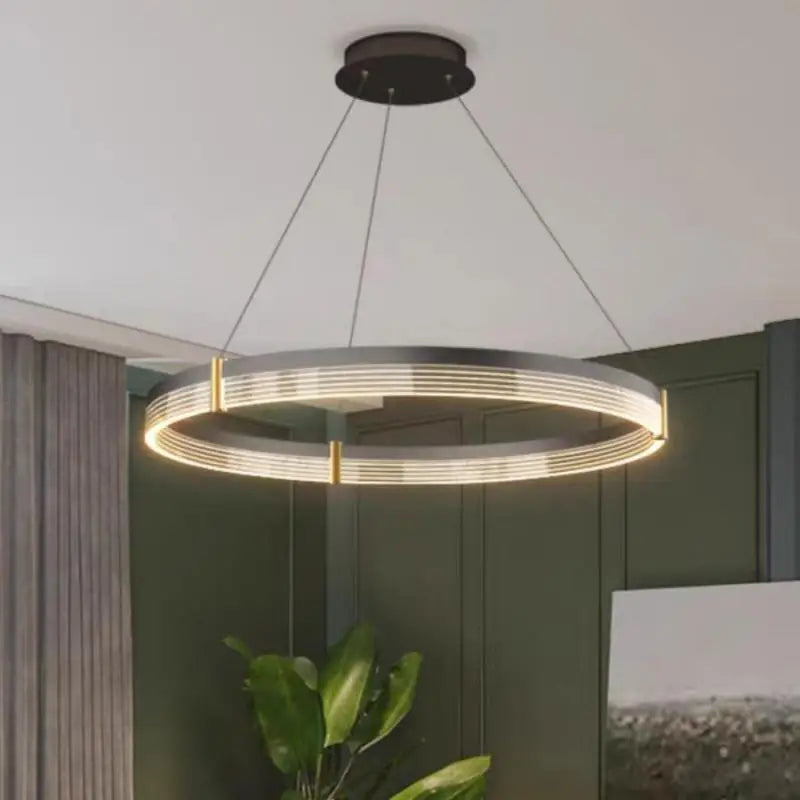 Lustre LED anneau en acrylique au design moderne avec anneau intérieur - vue 5 sur 11