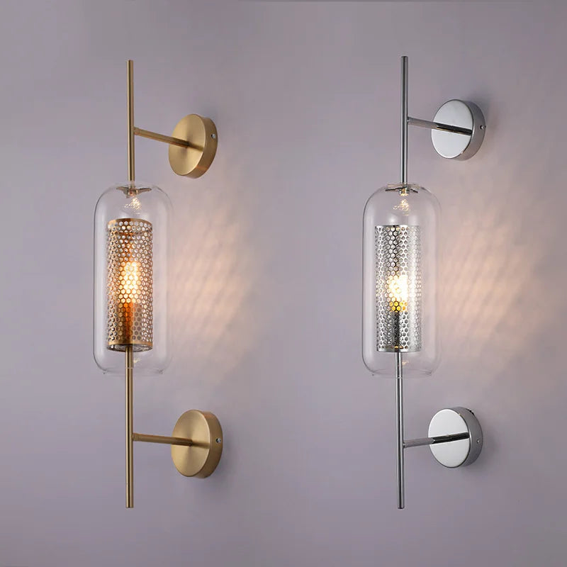 American Industrial Wall Lamps Clear Glass Wall Light Iron Metal Cage Living Room Decorative Wall Light Hallway Entrance Aisle - vue 2 sur 14