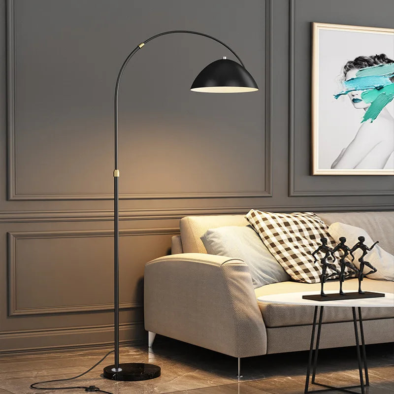 Lampadaire arc en métal chromé moderne minimaliste