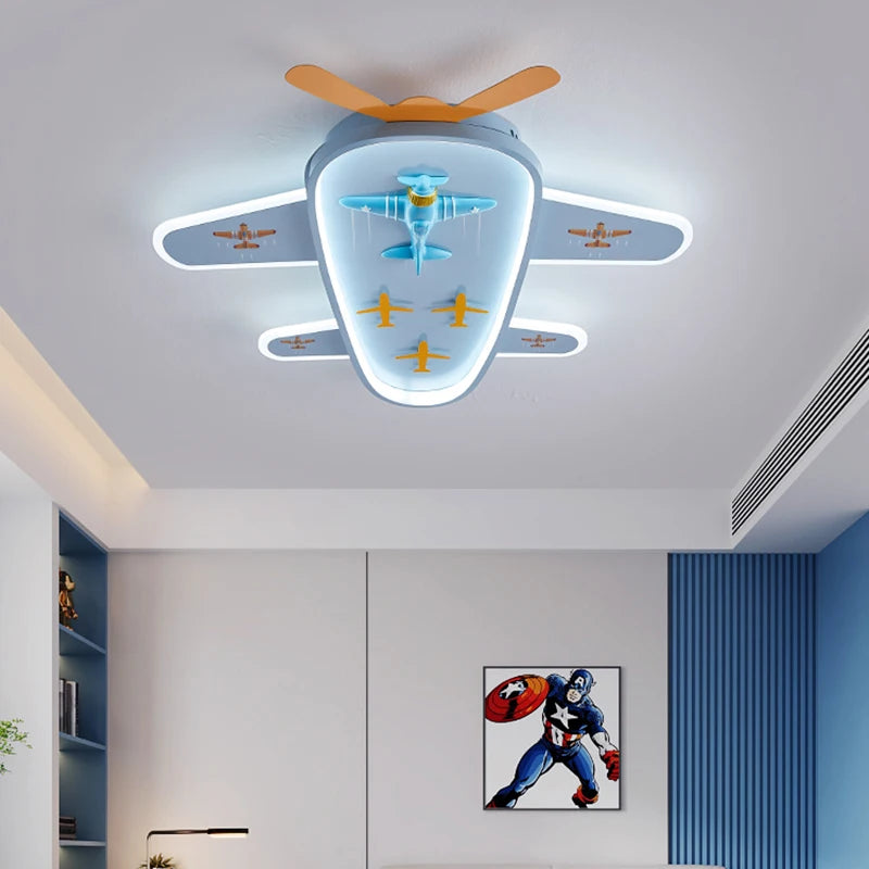 lustre avion dessin animé pour chambre d'enfant protection des yeux - vue 5 sur 7