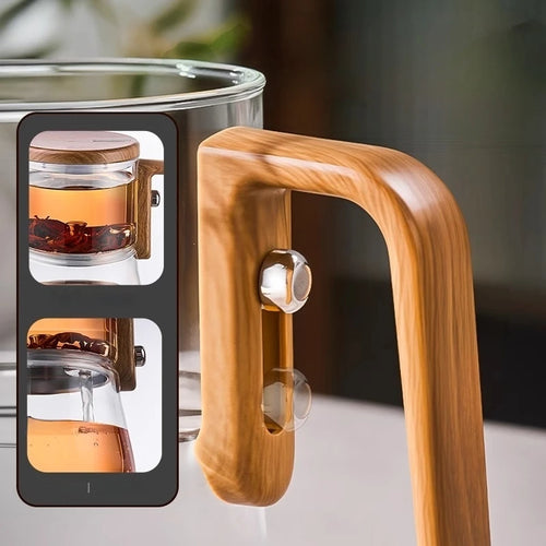Théière magnétique flottante en verre avec séparateur thé