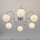 lustre moderne en chrome avec suspension en verre