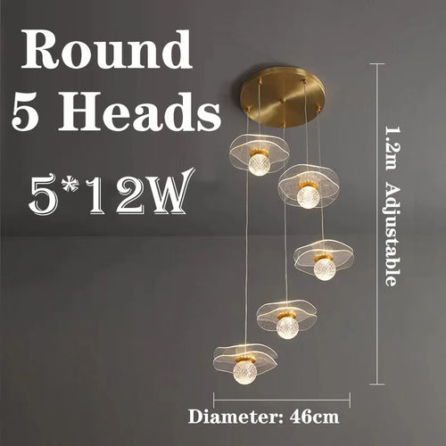 suspension moderne en forme de feuille de lotus personnalisable en cristal - vue 12 sur 13