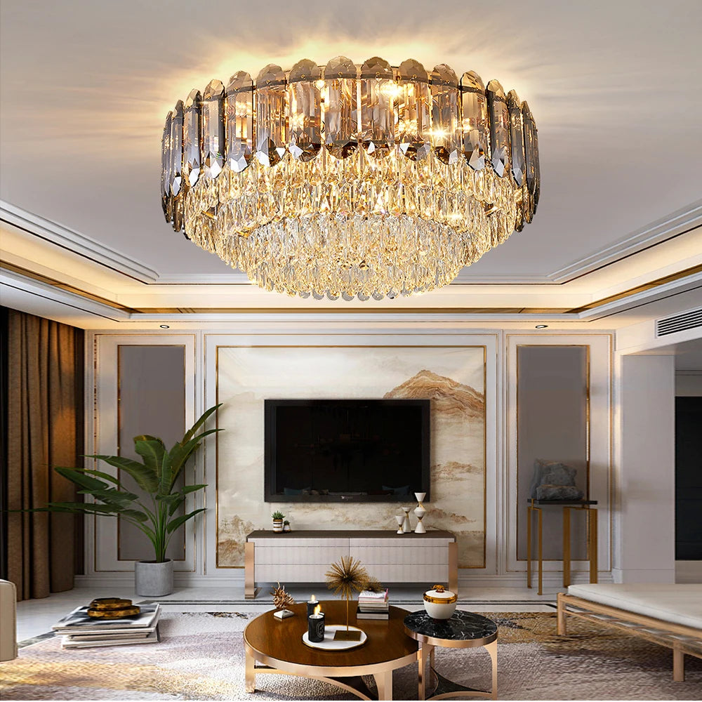 plafonnier led smokey gris luxe moderne déco intérieur salon collection 2023 - vue 3 sur 28