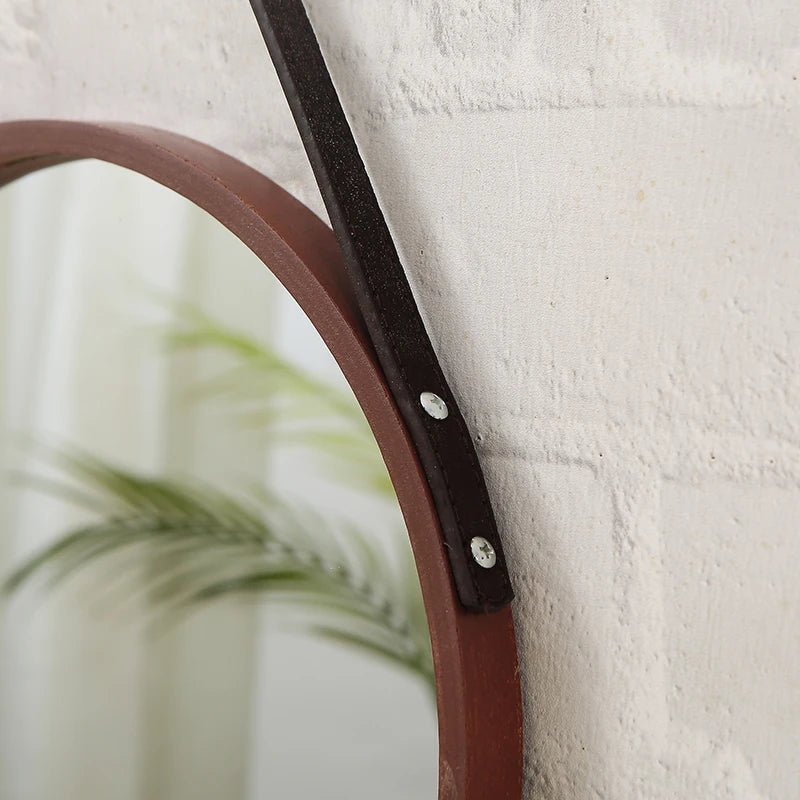 miroirs décoratifs ronds en bois rétro pour décoration intérieure - vue 6 sur 7