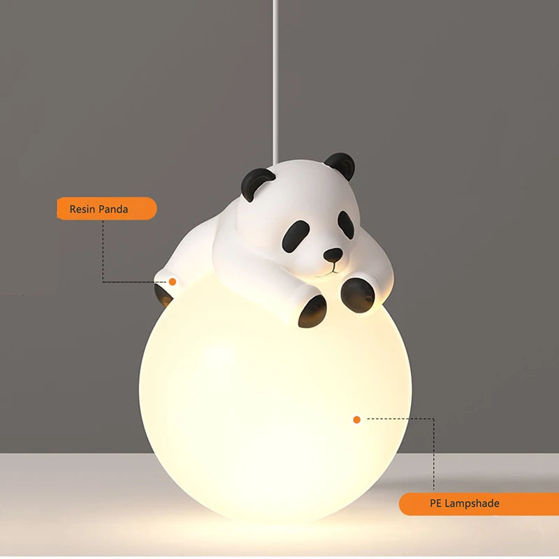 lustre suspendu en résine panda pour chambre d'enfants - vue 6 sur 7