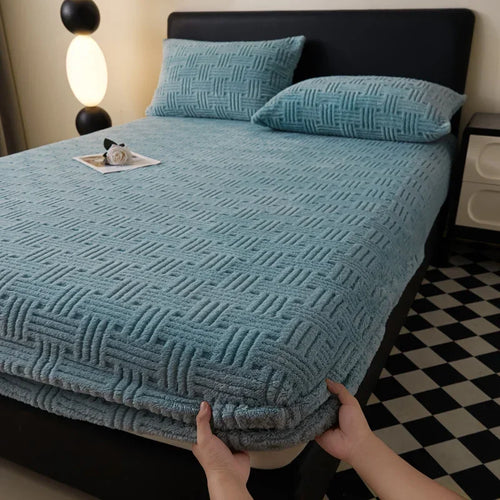 Plush Mattress Cover For Bed,stretch Soft Material Fitted Sheet, Keep Warm,dust Protector,machine Washable 90X200,180X200 - vue 9 sur 20