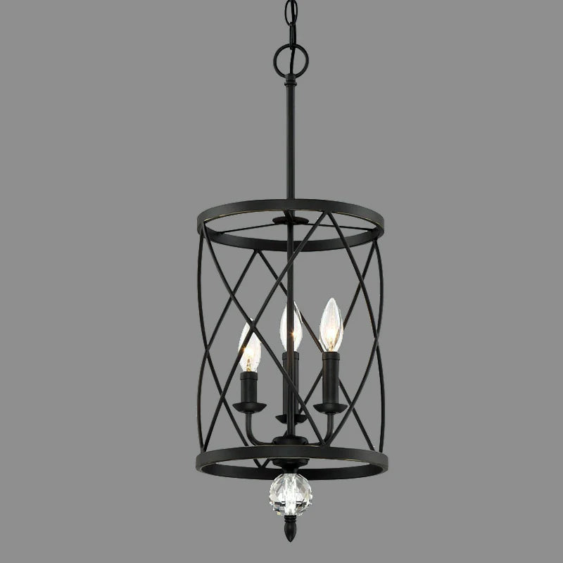 lustre industriel rétro en cristal trois têtes suspension