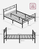 VASAGLE Single Bed Frame, Metal Bed Frame, Fits 90 x 190 cm Mattress, Easy Assembly, for Small Spaces, Guest Room
