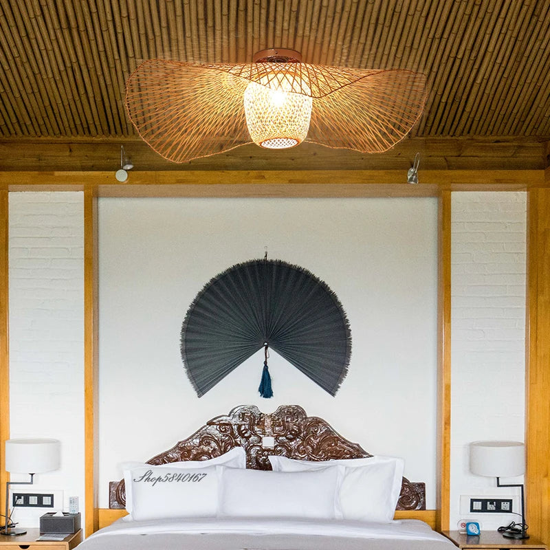 suspension en bambou créative pour éclairage intérieur moderne - vue 6 sur 9