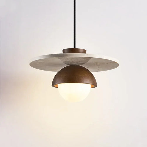 Modern LED pendant lamp, walnut stone pendant lamp, bedside lamp, indoor home decoration - vue 3 sur 7