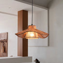 Vintage hemp rope pendant light with Japanese wabi-sabi shade
