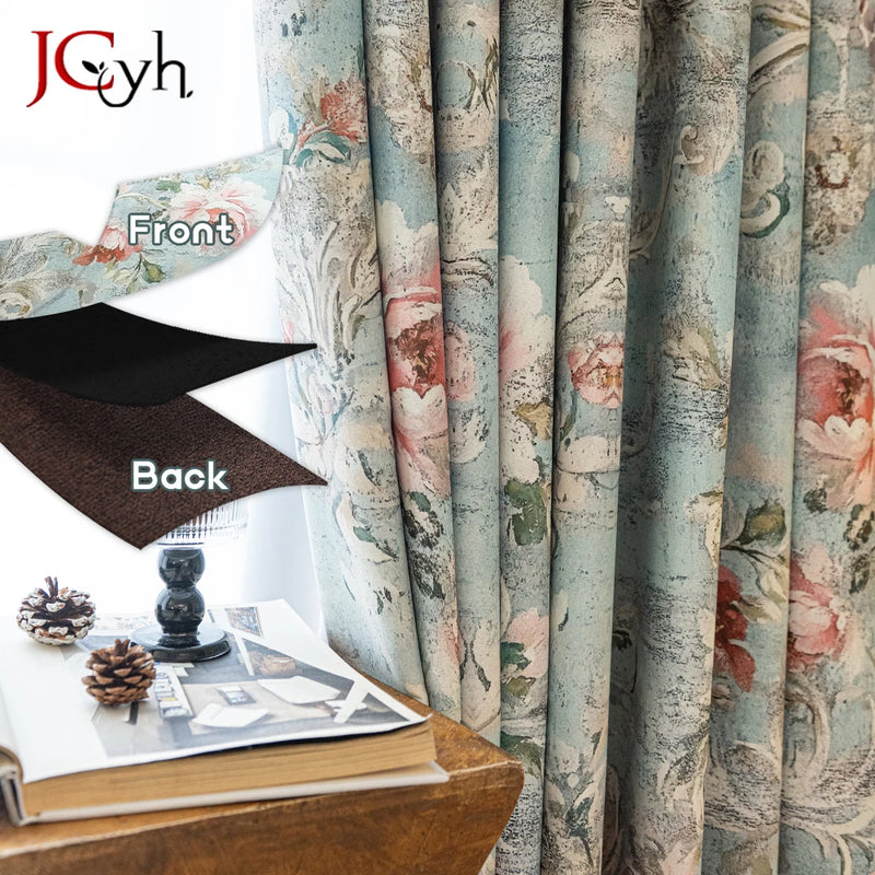 Rideau occultant motif pivoines decoration chambre salon