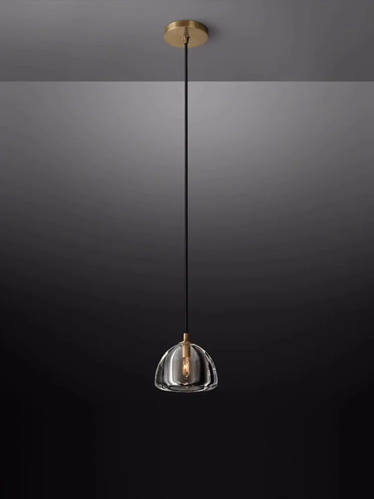 lustre vintage en cristal et cuivre pour éclairage intérieur - vue 4 sur 13
