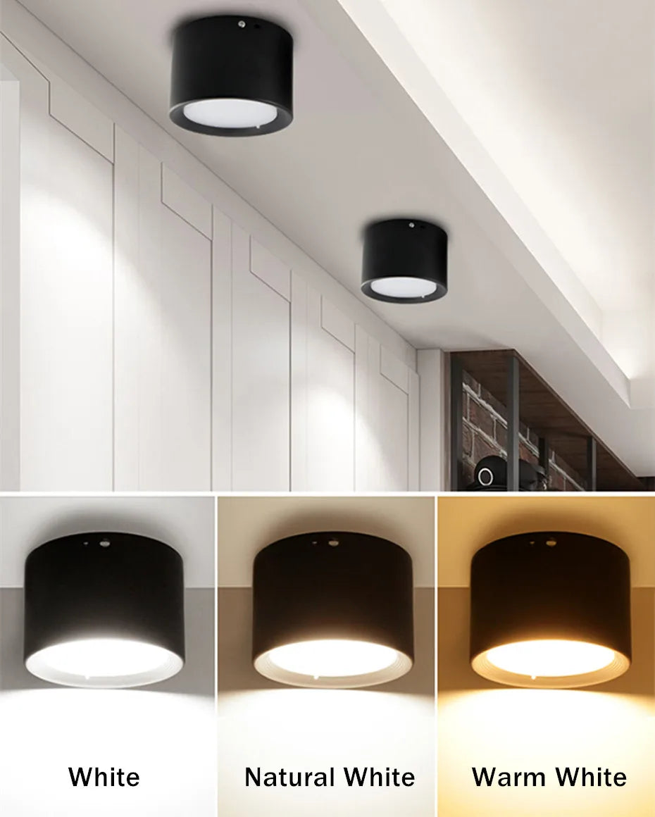 Mini LED plafonniers Dimmable Grain de bois Surface monté Downlight maison chambre décor Spot pour salon 220V 110V - vue 5 sur 11