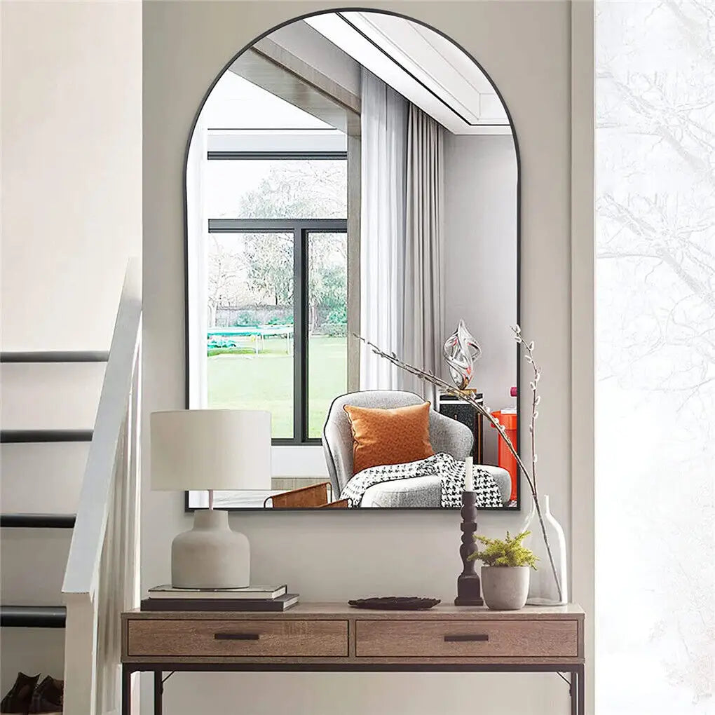 LUVODI Home Decorative Mirror with Black Arched Frame for Bathroom, Entryway, Living Room - vue 3 sur 7