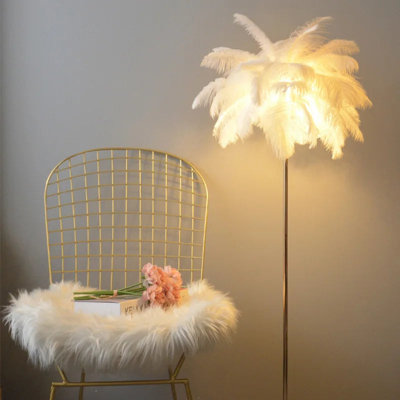 lampadaire romantique à plume art déco gradation 3 températures