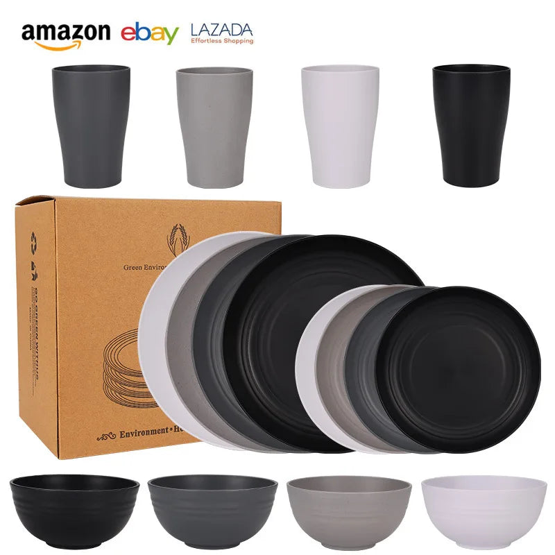 Service table paille ble naturelle sets incassables camping - vue 4 sur 7