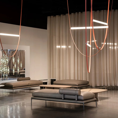 ceinture en cuir moderne avec suspension led pour décoration luminaire