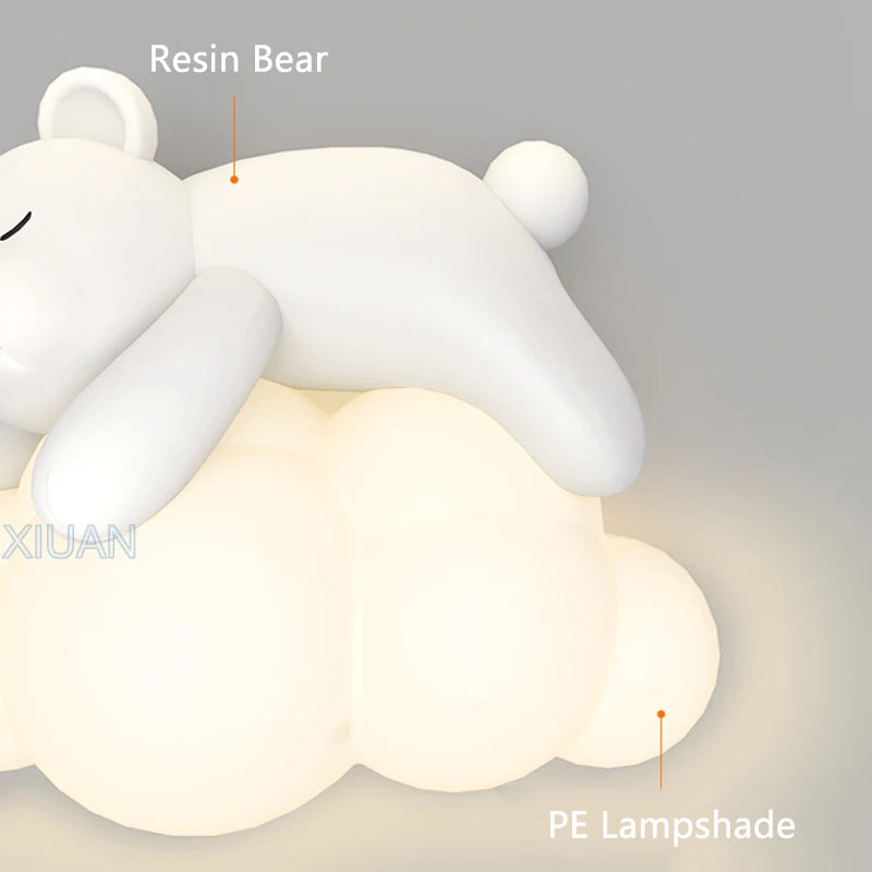 Applique murale ours polaire en forme de nuage blanc