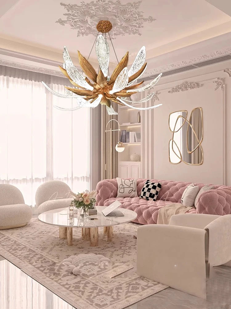 lustre led en cuivre et verre à intensité variable pour intérieur - vue 7 sur 11