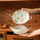 Bol japonais en céramique fleuri avec anse