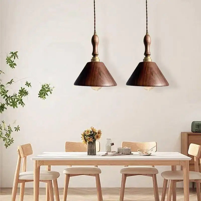 lustre en bois massif style japonais pour intérieur élégant - vue 3 sur 7