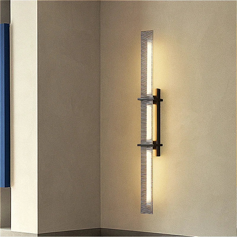 applique murale en verre à rayures cuivre pour décoration intérieure - vue 3 sur 8