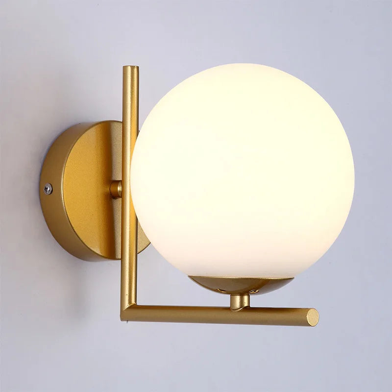 applique murale led moderne en fer avec abat-jour en verre - vue 4 sur 10