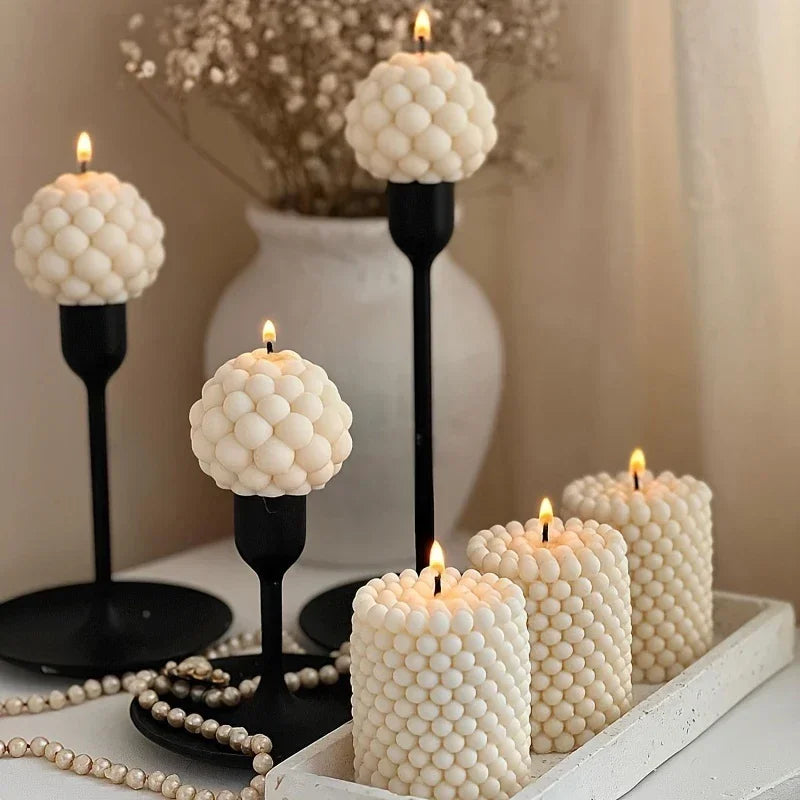 moule à bougie en silicone forme boule et bulle cylindrique - vue 3 sur 6
