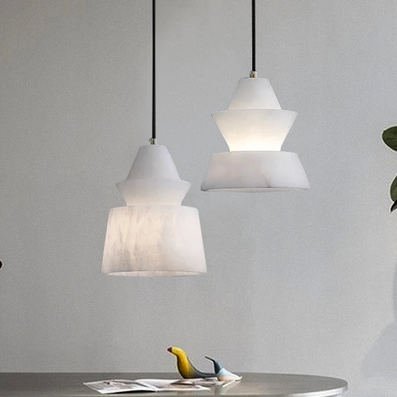 suspension moderne en marbre naturel et cuivre design élégant - vue 2 sur 8