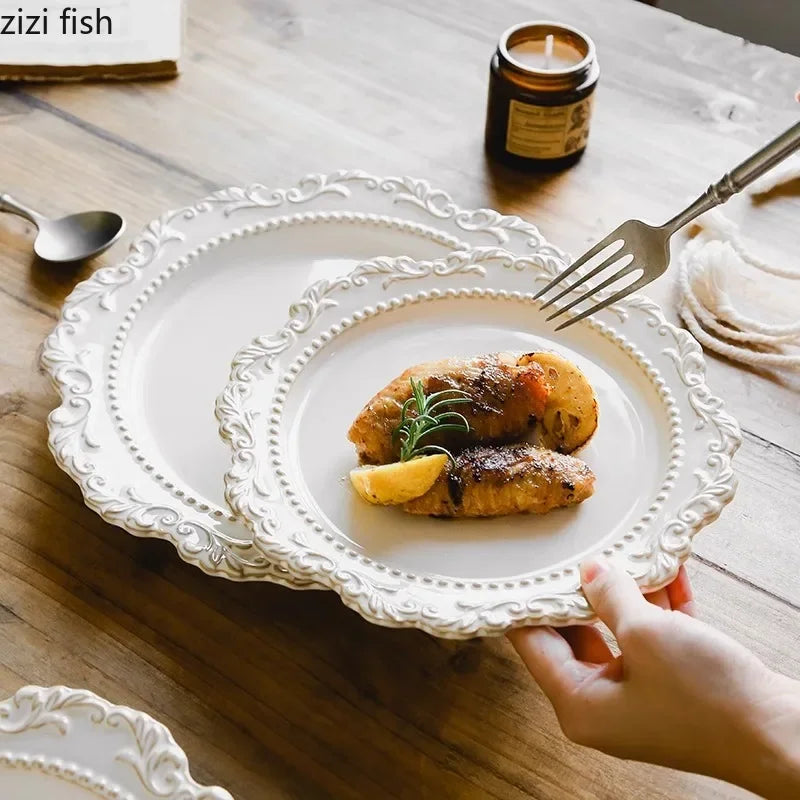 Service de table ceramique relief style vintage restaurant