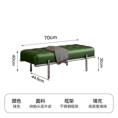 Stainless Steel Shoe Changing Bench, Long Stool, Italian Minimalist Leather, Bed-End Seat, Light, Luxury - vue 37 sur 42