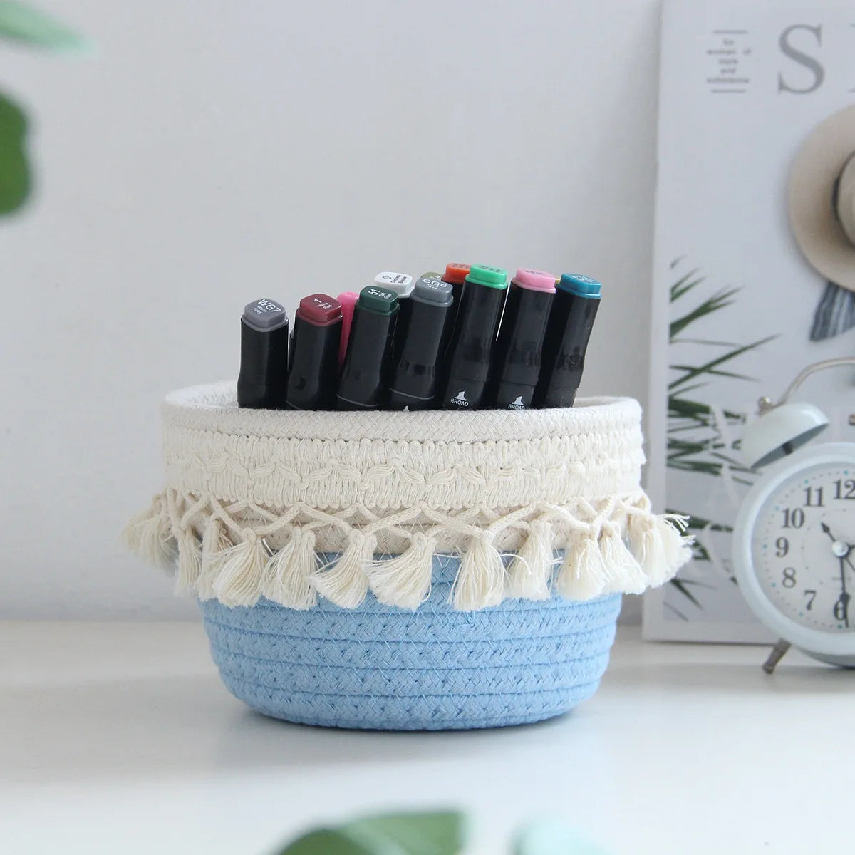 minimalist cotton rope pen storage box